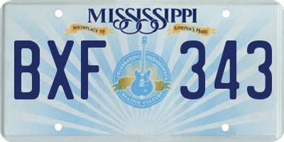 MS license plate BXF343