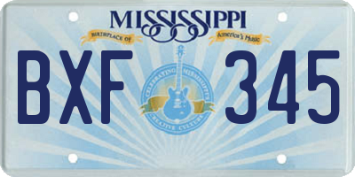 MS license plate BXF345