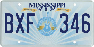 MS license plate BXF346