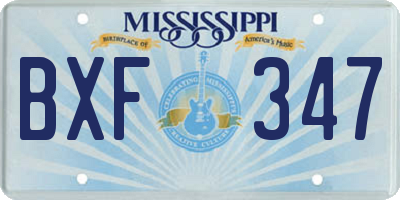 MS license plate BXF347