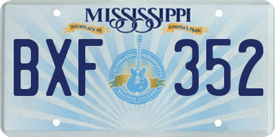 MS license plate BXF352
