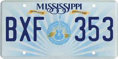 MS license plate BXF353