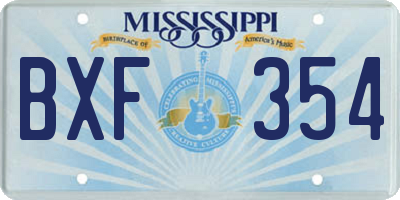 MS license plate BXF354