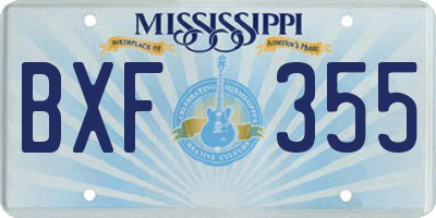 MS license plate BXF355