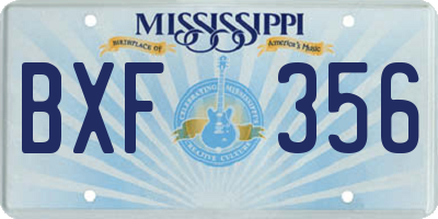 MS license plate BXF356