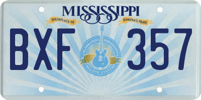 MS license plate BXF357