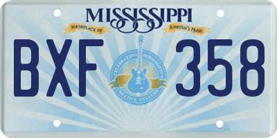 MS license plate BXF358