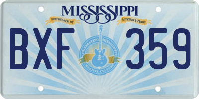 MS license plate BXF359