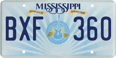 MS license plate BXF360