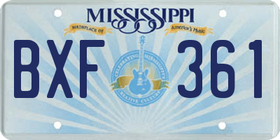 MS license plate BXF361