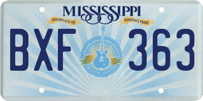 MS license plate BXF363