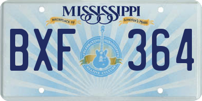 MS license plate BXF364