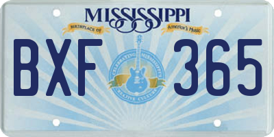 MS license plate BXF365