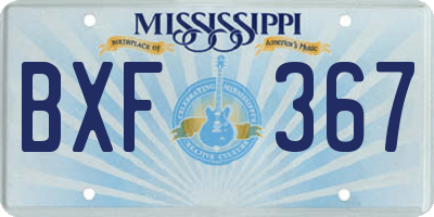 MS license plate BXF367