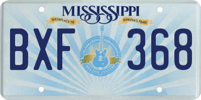 MS license plate BXF368