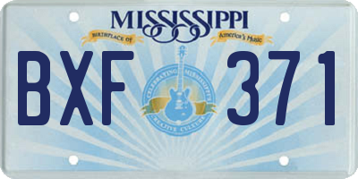 MS license plate BXF371