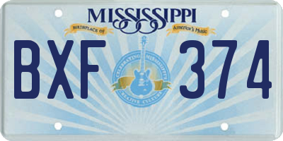 MS license plate BXF374