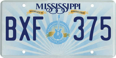 MS license plate BXF375