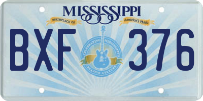 MS license plate BXF376