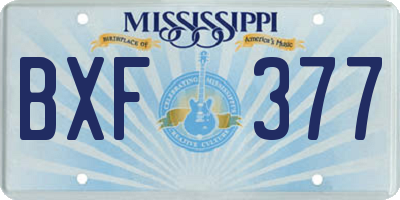 MS license plate BXF377