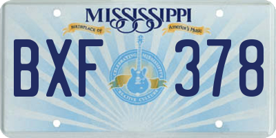 MS license plate BXF378
