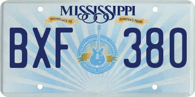 MS license plate BXF380