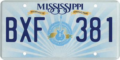 MS license plate BXF381