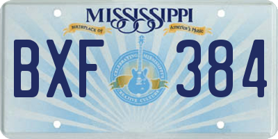MS license plate BXF384