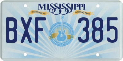 MS license plate BXF385