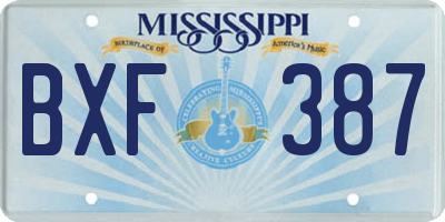 MS license plate BXF387