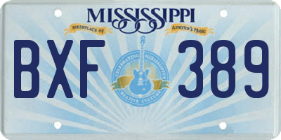 MS license plate BXF389