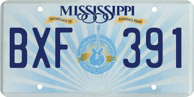 MS license plate BXF391