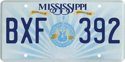 MS license plate BXF392