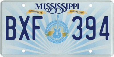 MS license plate BXF394