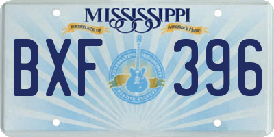 MS license plate BXF396