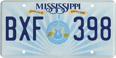 MS license plate BXF398
