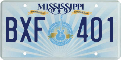 MS license plate BXF401