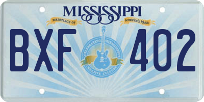 MS license plate BXF402