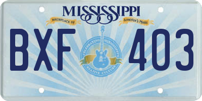 MS license plate BXF403