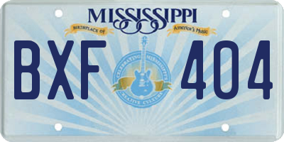 MS license plate BXF404