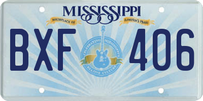 MS license plate BXF406