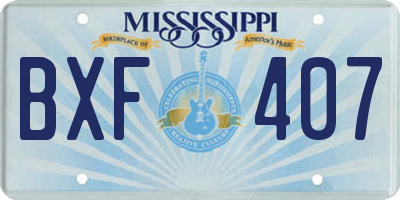 MS license plate BXF407