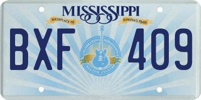 MS license plate BXF409