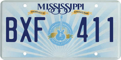 MS license plate BXF411