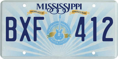 MS license plate BXF412