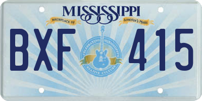 MS license plate BXF415
