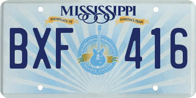 MS license plate BXF416