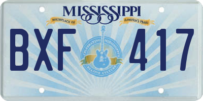MS license plate BXF417