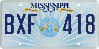 MS license plate BXF418