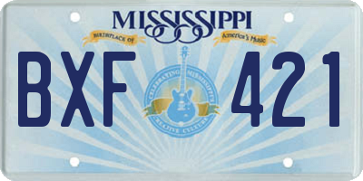 MS license plate BXF421